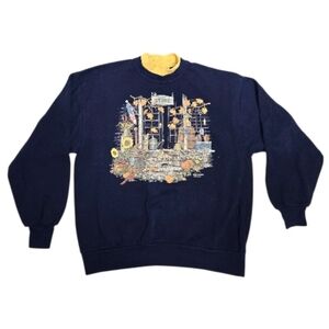 VINTAGE 90s grandmacore sunflower cats farm sweatshirt sweater L‎